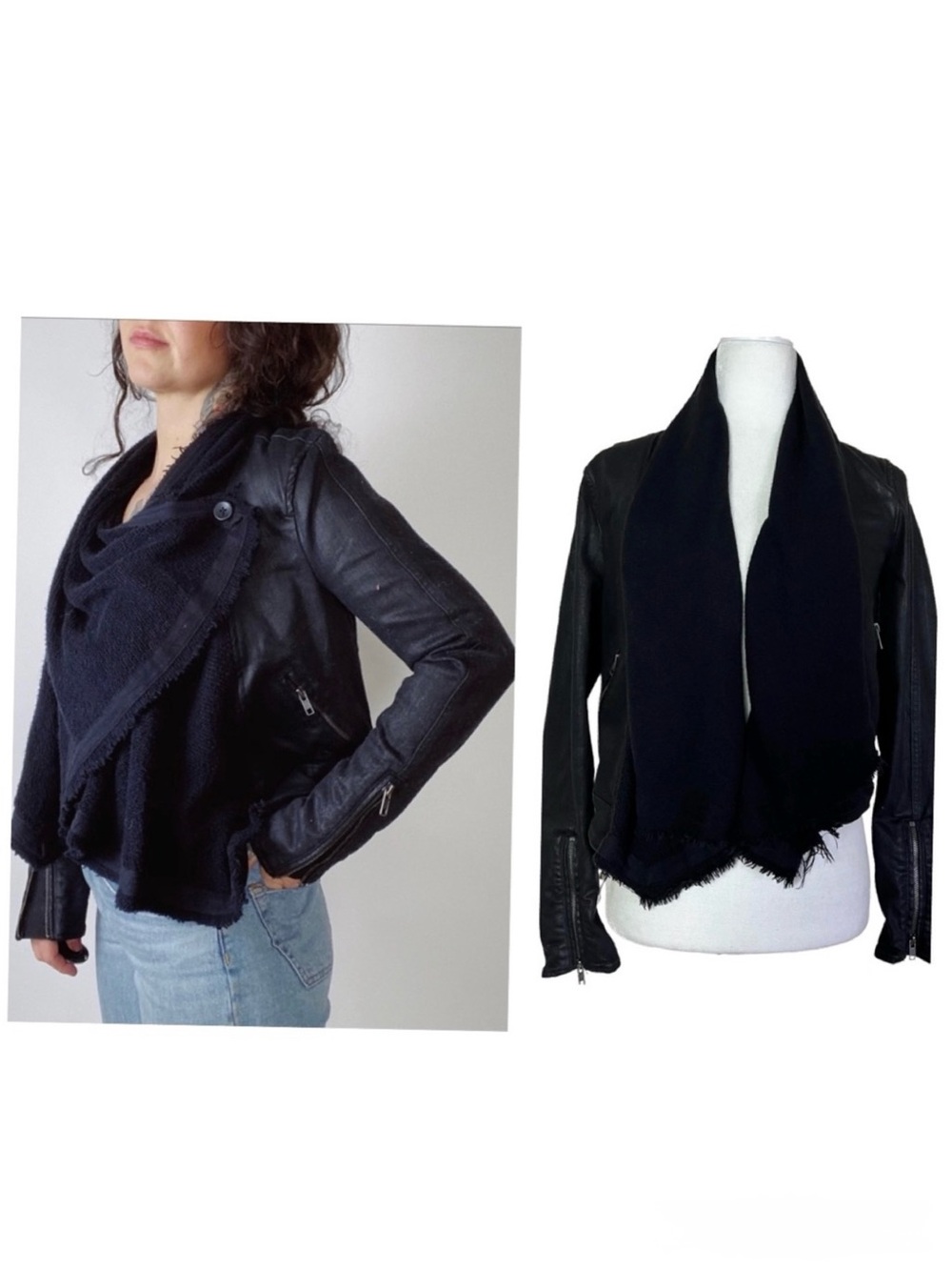 Free people Drape Front Coated Moto Jacket 0